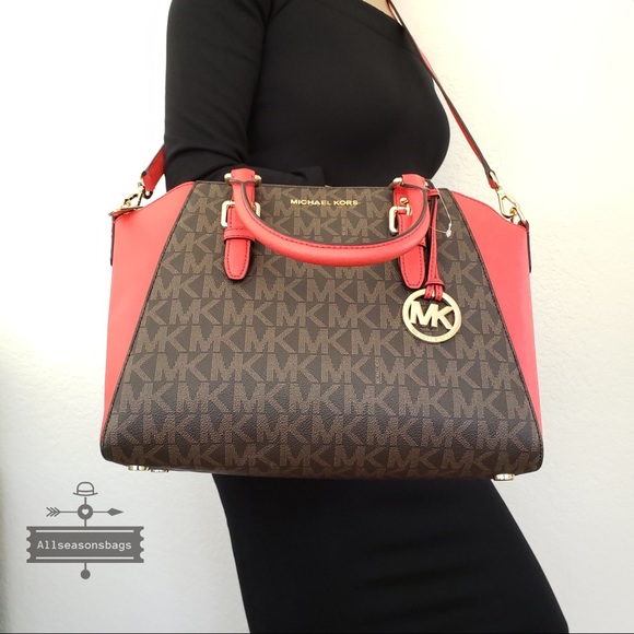 NWT MICHAEL KORS CIARA LARGE SATCHEL SANGRIA BROWN - Picture 6 of 8
